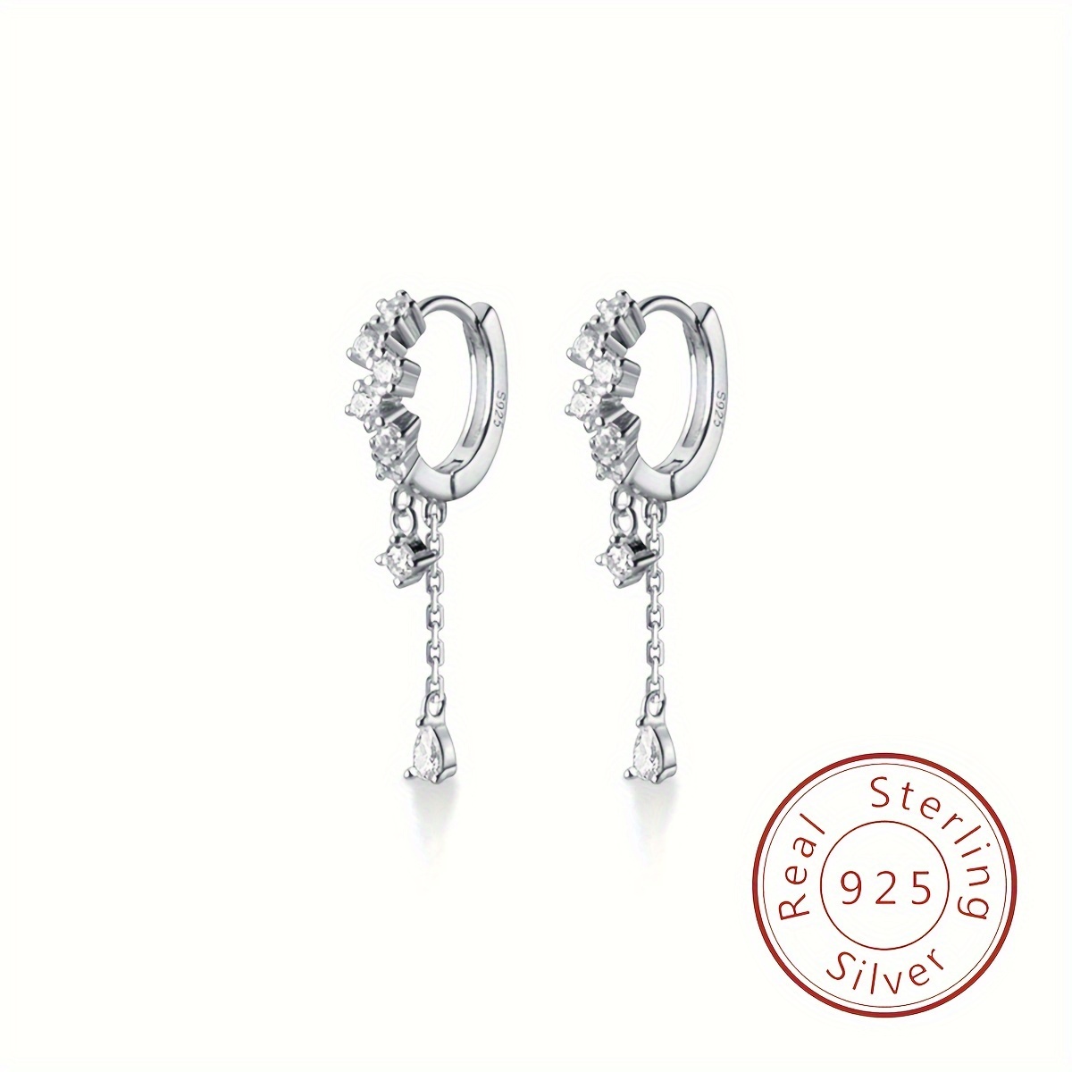 

1 Pair Of Exquisite New Micro Embedded Zirconia 925 Sterling Silver Tassel Water Drop Earrings For Women To Give As A Birthday Gift To Their Girlfriend