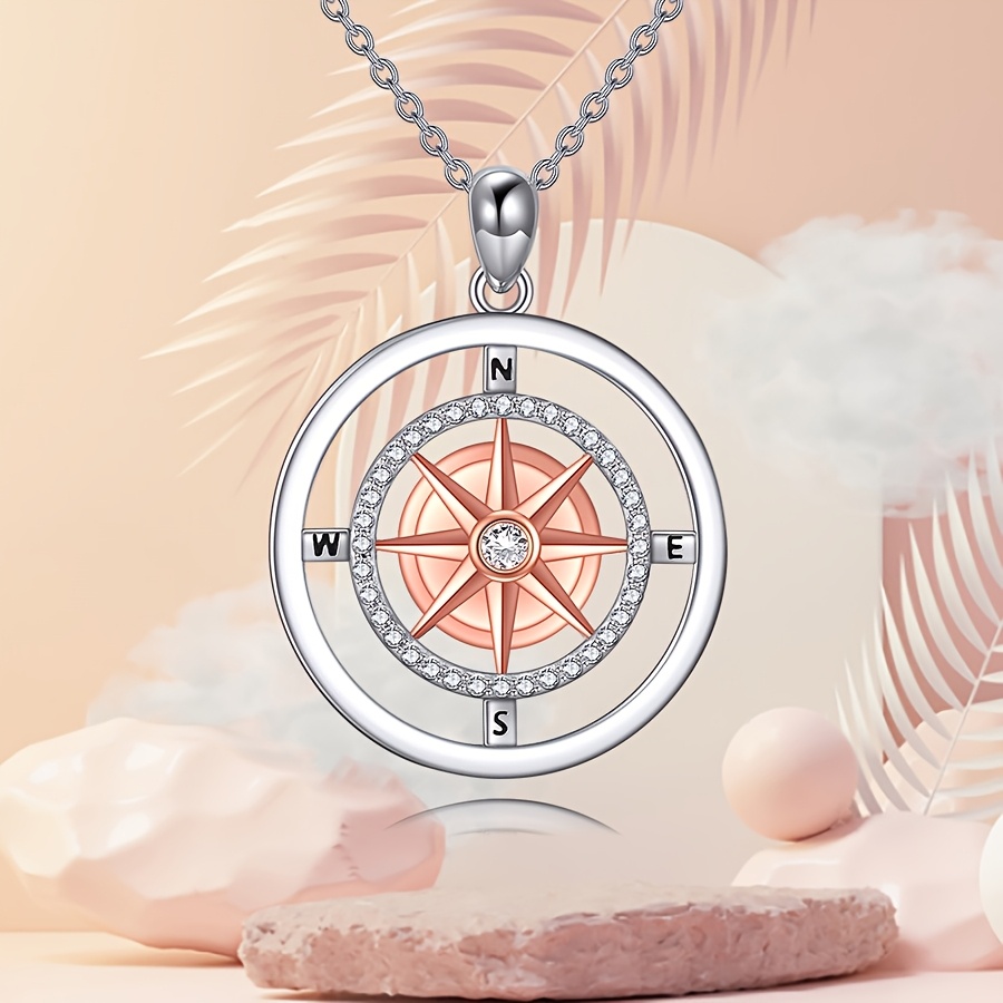 Necklace 925 Compass Necklace Graduation Gift Compass Necklace