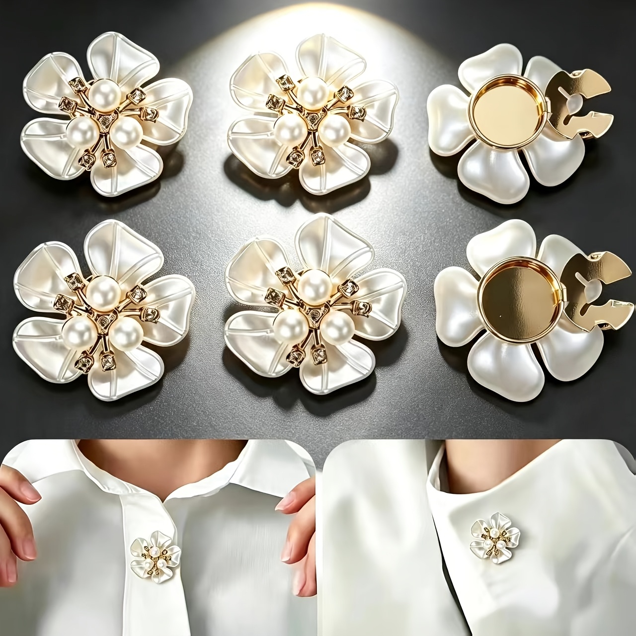 TEMU Lot de 6 cache-boutons floraux, installation par boutons-pression couture, boutons décoratifs unisexes main à faire soi-même, conviennent comme