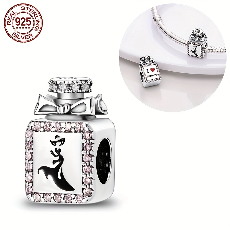 

A Piece Of S925 Sterling Silver Perfume Bottle Beads Are Suitable For Original 3mm Bracelets And Bracelets Women's Fashion Pendants Exquisite Jewelry Diy Holiday Birthday Gift Silver Gram Weight 3g