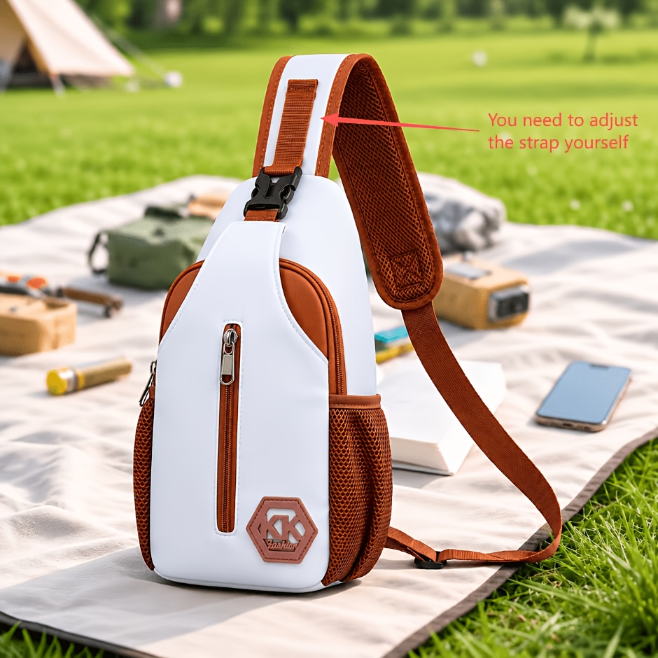 TEMU Sac de poitrine à bandoulière unisexe, sac à dos bandoulière décontracté de style coréen, sac de ceinture d'épaule durable pour sports de , et