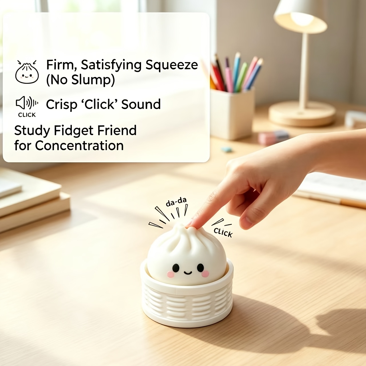 TEMU 1 Bag Figure - Cute Smiling Bun Statue, Plastic Material, Suitable For Desk Decoration, Great Gift, British Style, Suitable For Room, Halloween,