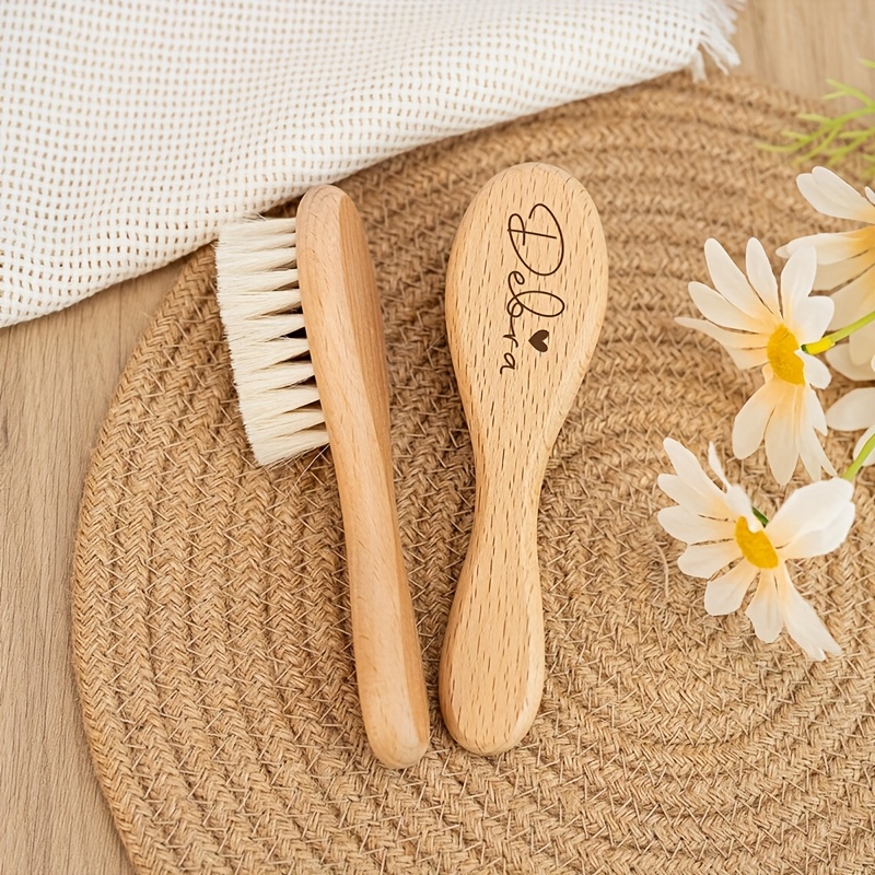TEMU [personalized Engraved Gift] Custom Engraved Wood Brush, With Bristles, Soft Bristles To Care For Hair, , Unique Souvenir, Hairbrush Comb,