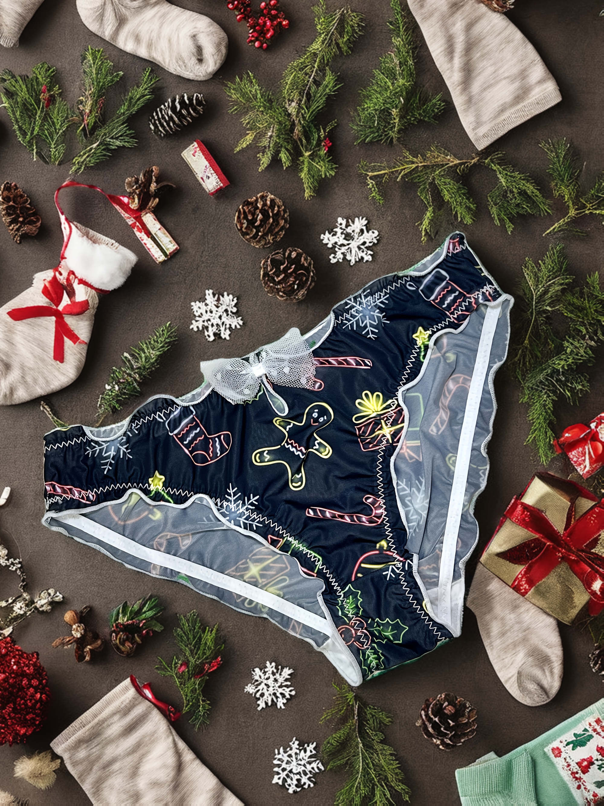 pack bragas festivas navidad estampadas sin costuras Temu Uruguay