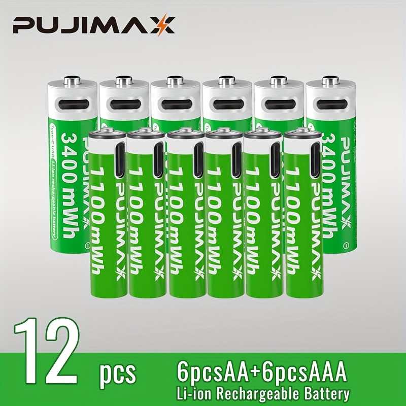   аа+ааа 1.5в 1100мвтг+3400мвтг перезаряджувані літієві батареї з коробкою для зберігання та кабелем для зарядки - висока ємність, тривалий час роботи для пристроїв Опис товару 8