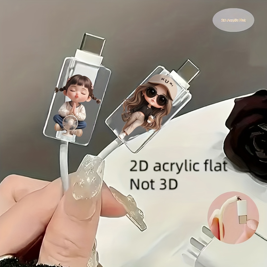 TEMU Dos protectores de cable de de belleza pequeños, y elegantes, diseñados para roturas, adecuados para cables de teléfono tipo C, y duraderos