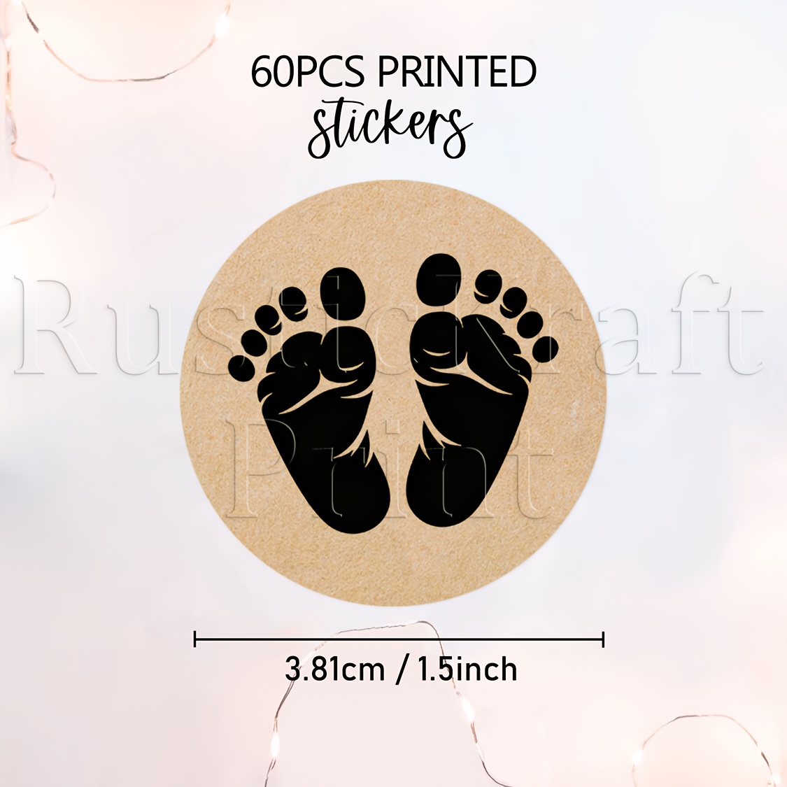 TEMU 60 stuks, Baby Voetafdrukken Silhouet Papier BEDANKT Speciaal voor Jou Handgemaakt met Bedrukte Ronde Sticker Labels, voor Zakelijk Gebruik,