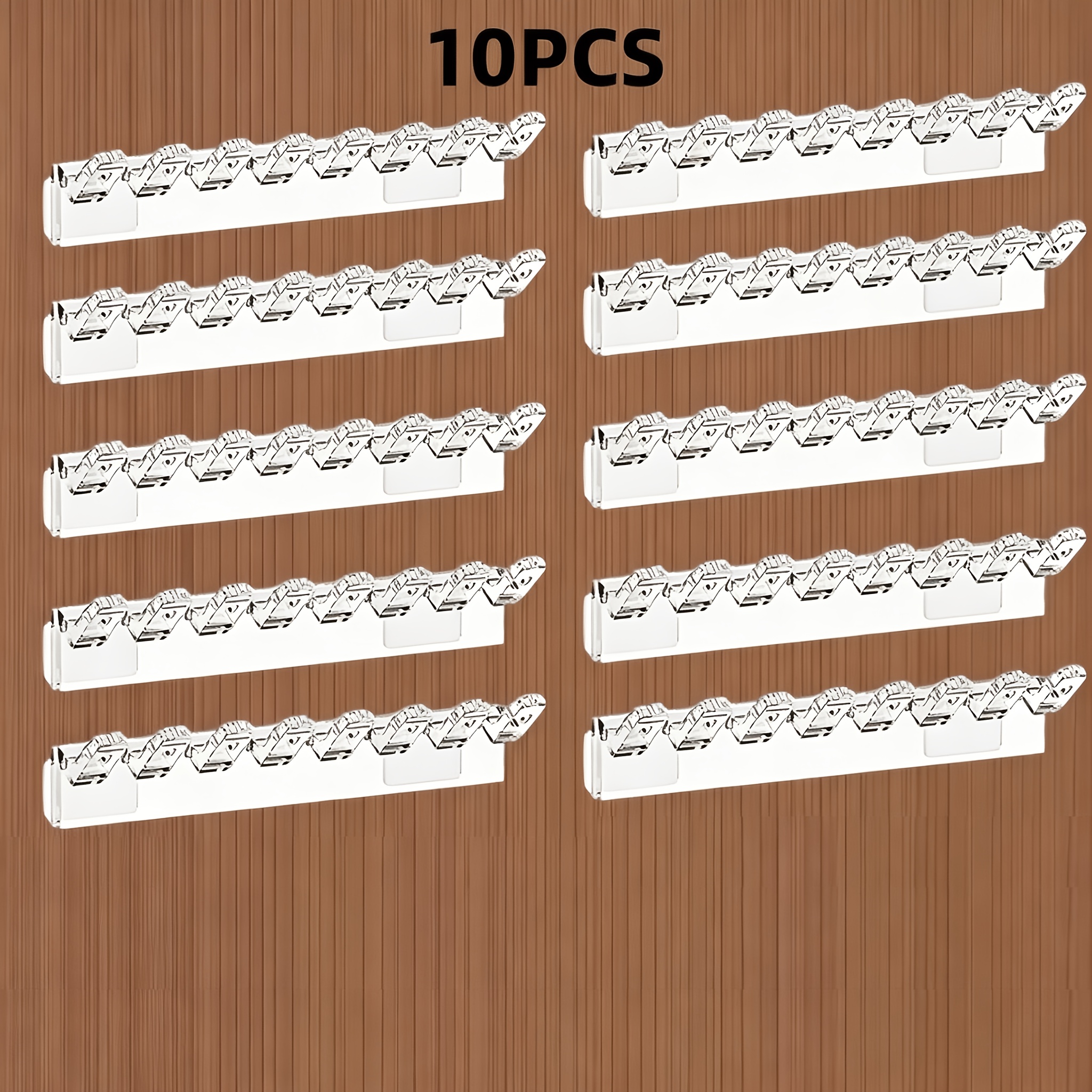 TEMU 10pcs Wall-mounted Transparent Acrylic Jewelry Storage Hooks - Durable Polished Plastic Multi-functional Hook Design - Space-saving Bathroom
