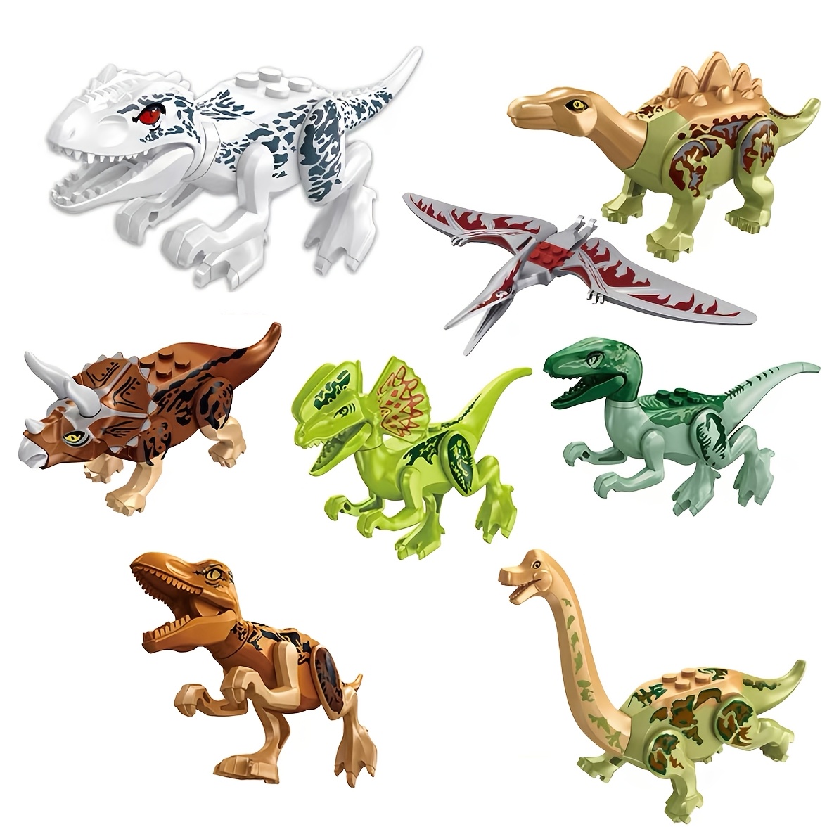 8pcs Dinosaur World Building Blocks Set with Action Characters