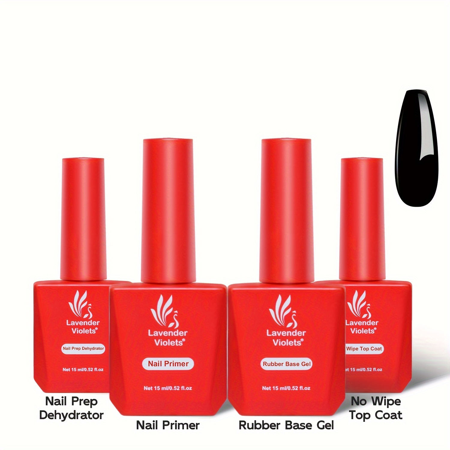 

4 X 15ml Base Top Coat Set With Nail Prep Dehydrator & Primer And Rubber Base Coat And No Wipe Glossy Top Coat, Long Lasting Gel Nail Kit For Salon Home Nail Art Manicure