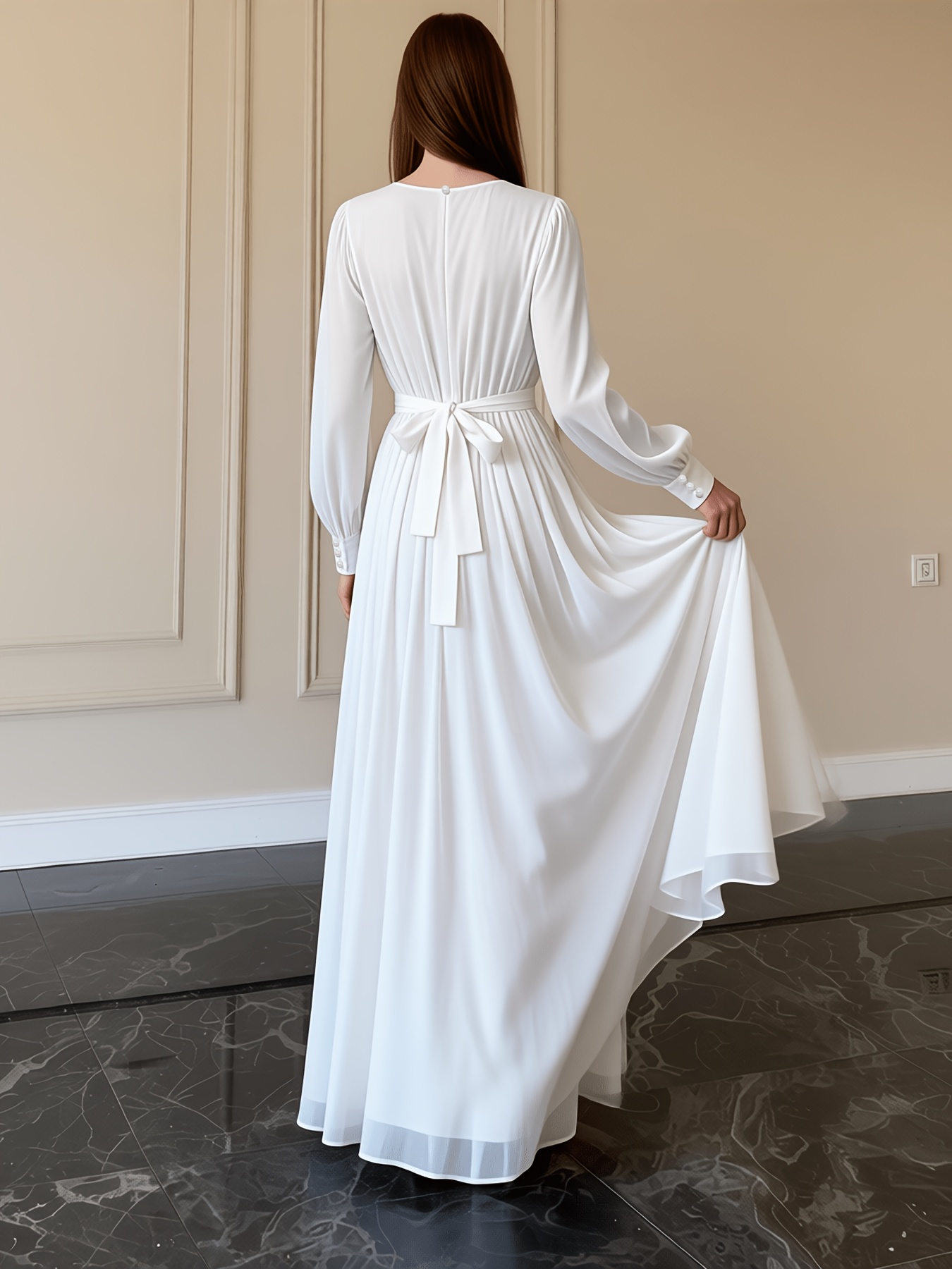 sachin and babi light blue dress Modest Mink Chiffon Maxi Dresses 50351V
