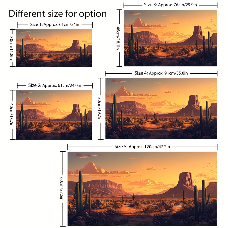 TEMU Landscape Sticker Mural For Fish Tank Decoration Featuring Cactus And , Sun-resistant