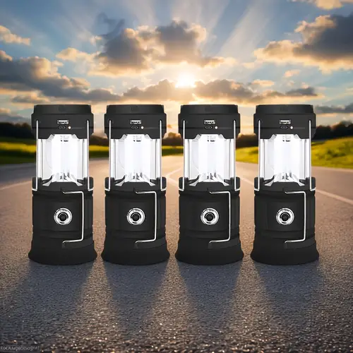 4pcs rechargeable foldable led with hook phone charger portable dimmable emergency light for hiking and power outages portable lantern transparent cover