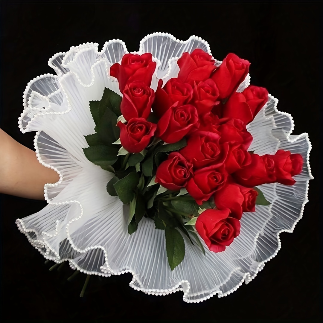 

Elegant Pearl- Wave Yarn Bouquet - 1pc, Floral Wrapping Mesh For , Pleated Rose Designs, Christmas Gifts, Birthday Parties & Wedding Decorations