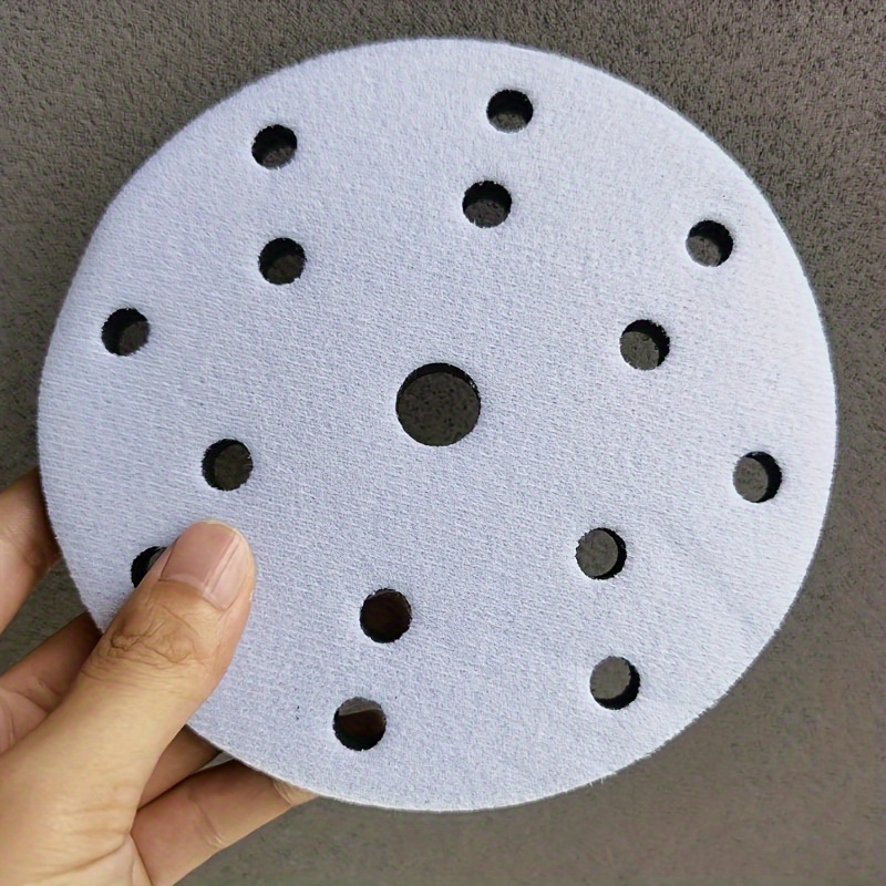 6-inch 15-hole Soft Hook And Loop Sponge Pad For Sanding, Car Body Repair, Buffing & Polishing - Durable Fabric With Zirconia