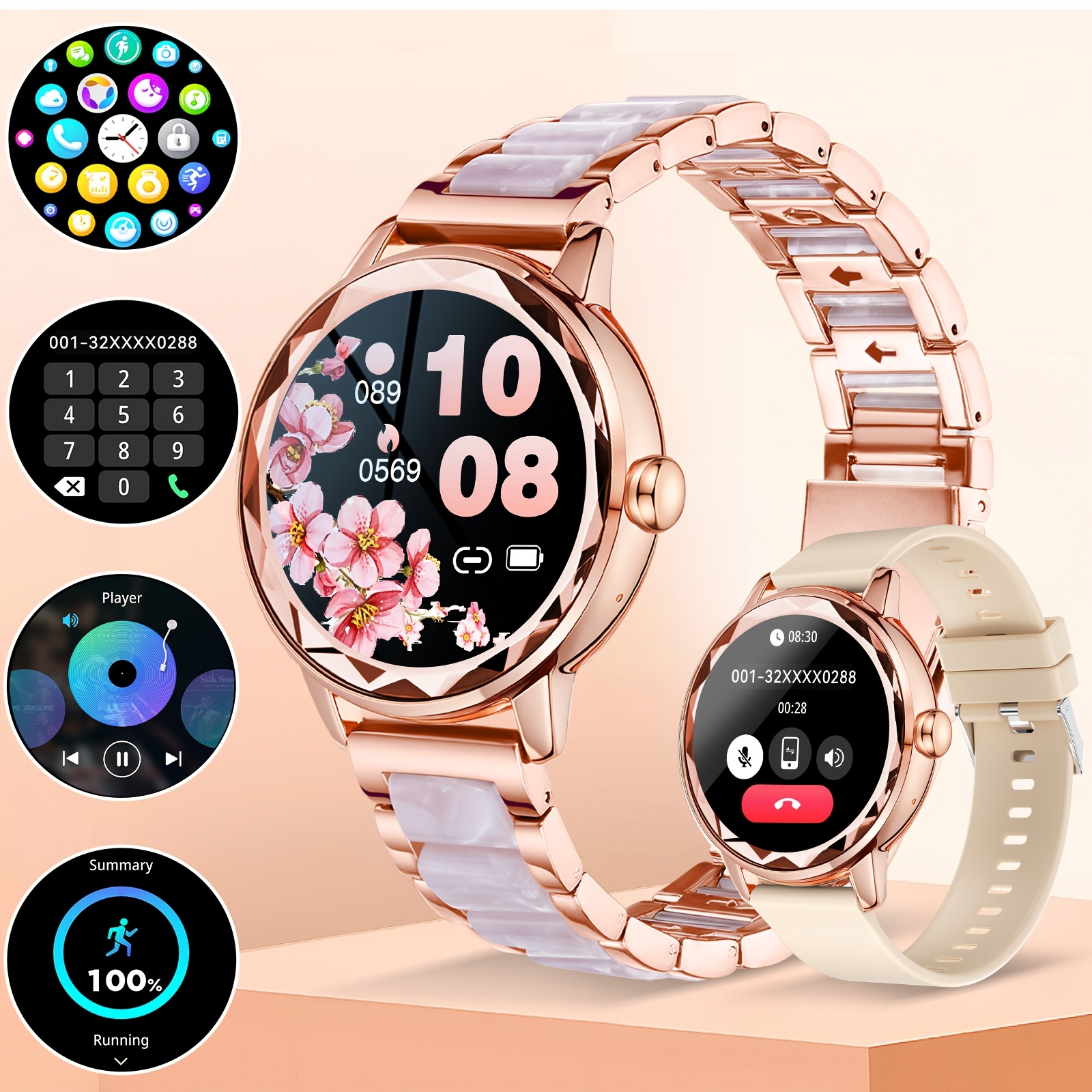 2026 Upgraded High-end Smar For Women, (/make Calls) Sleep Monitoring, Alarm Clock, , Music Control, Sedentary Reminder, (running, Cycling, Yoga) 100 , Designed For Women, For Iphone/ Phones