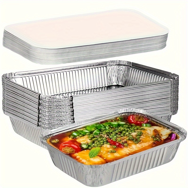 

20-pack Heavy Duty Aluminum Foil Pans With Lids - Perfect For Roasting, Cooking, Camping & Travel | Food Safe, Ideal For , Christmas, Thanksgiving
