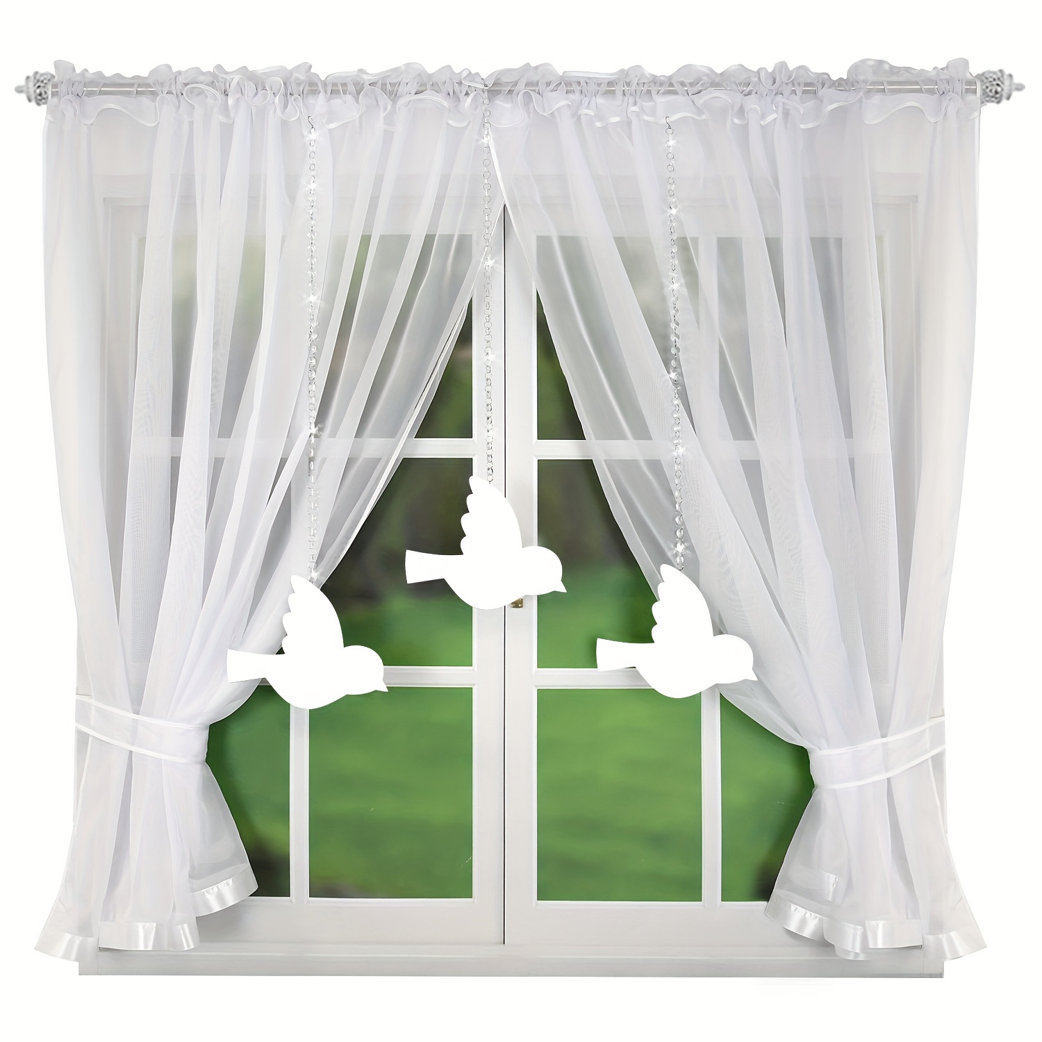 TEMU 1set Fhflyinghome Lam475 Shiny Beaded Bird Shaped Decorative Bedroom, Living Room, Curtain And Window Decoration