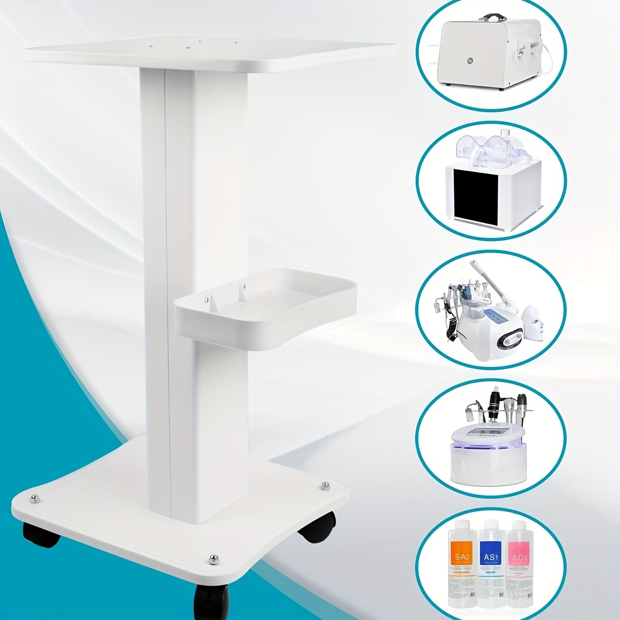 TEMU 3 Tier Esthetician Beauty Trolley Cart With Wheels, For Hair , Dental, Beauty Instrument Storage, Load 135lbs