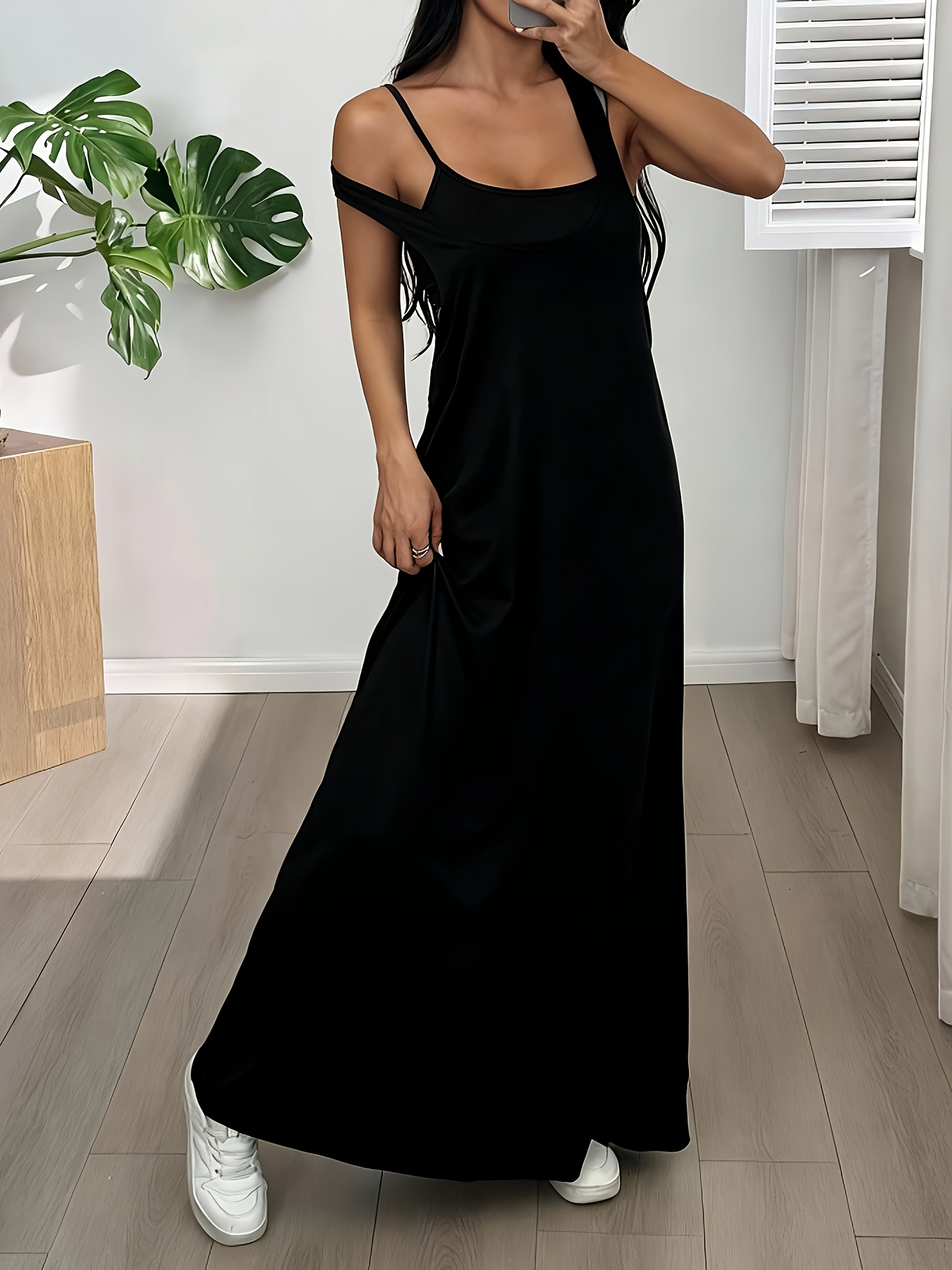   color asymmetrical neckline sleeveless casual dress set is perfect for summer wear Product details 2