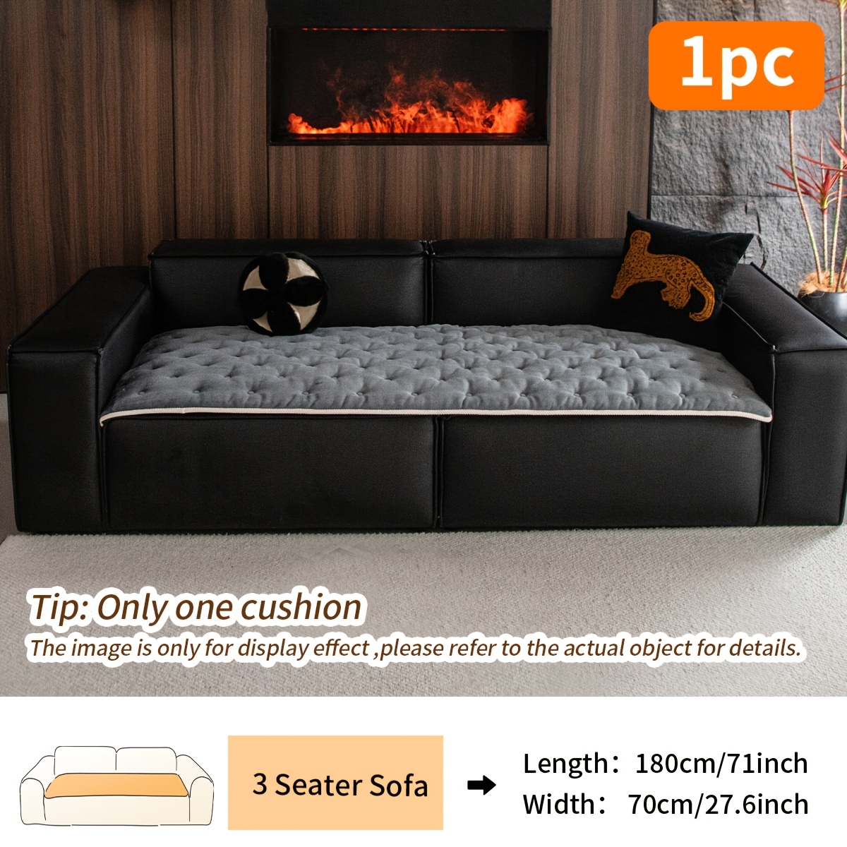 TEMU 1pc Thickened Filled Embroidery Craft Sofa Cushion, Edging Craft Solid Color Flannel Fabric, Thick Filled Sofa Cushion, Suitable For Autumn And