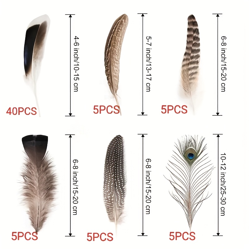 Image of 65pcs Of High-quality Simulated Handmade Feathers, A Total Of 6 Combinations, Suitable For Jewelry Making, Wedding Decoration Additions, Desktop Ornaments, Multiple Colors And Types