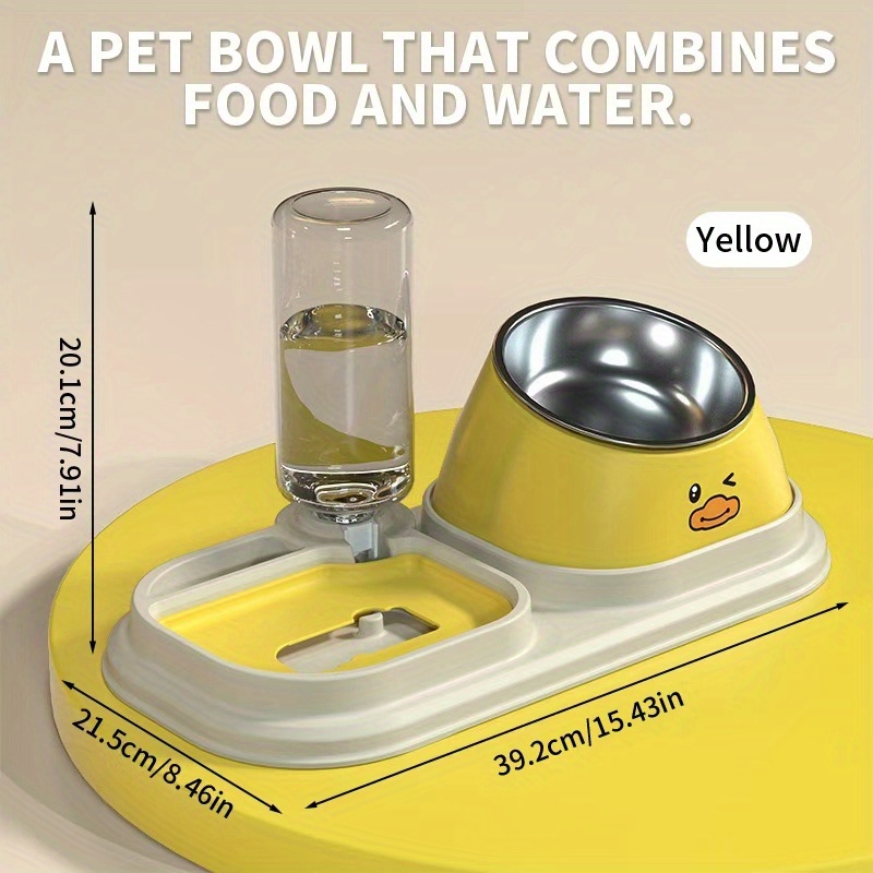 TEMU 2 In 1 For Cat And Gog Feeder, Large Capacity Slow Feeder Bowl, Pet Slow Feeder With Stainless Steel Bowl, Prevent & Aid , Preventing Choking,