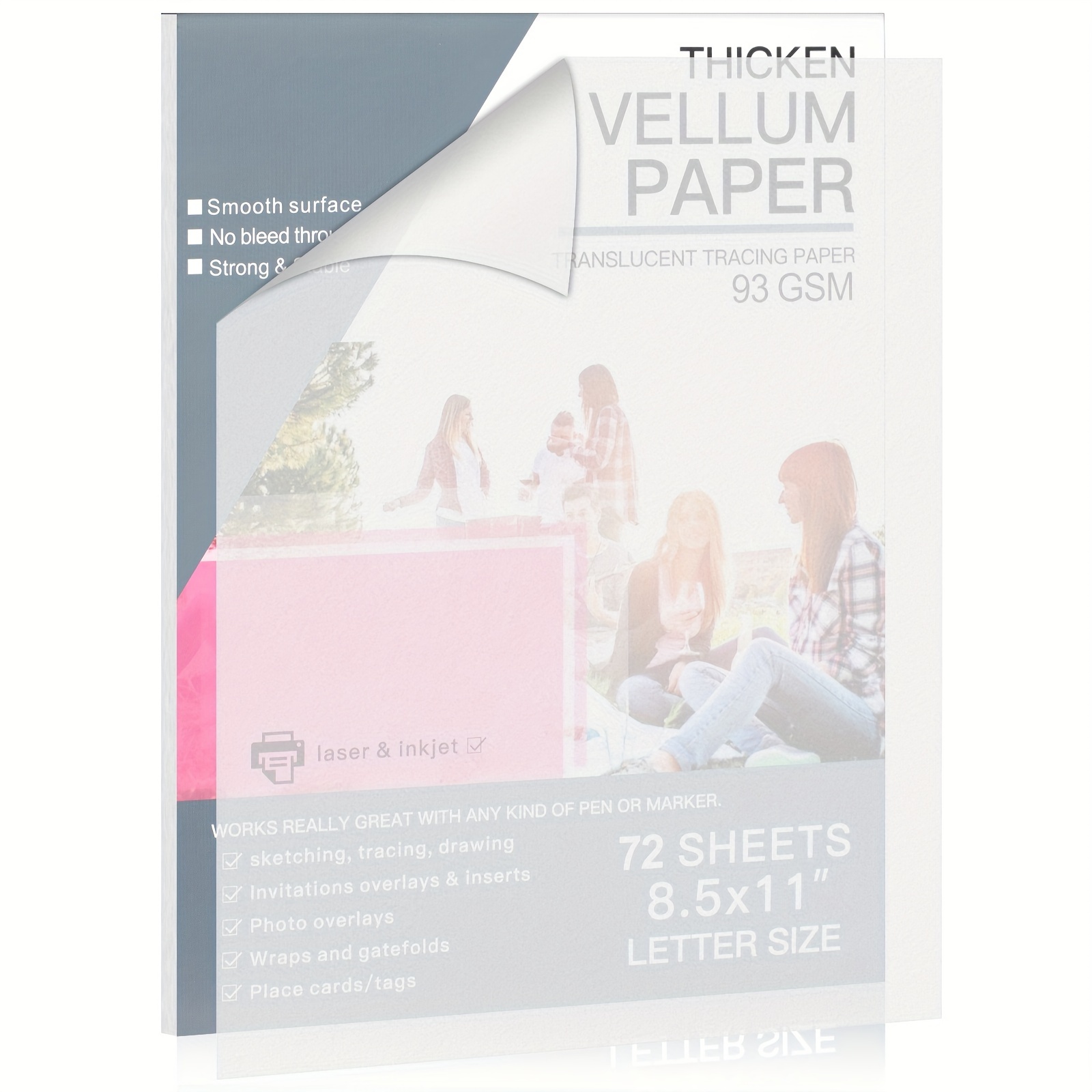 translucent vellum paper 8.5x 93 gsm white tracing - Temu