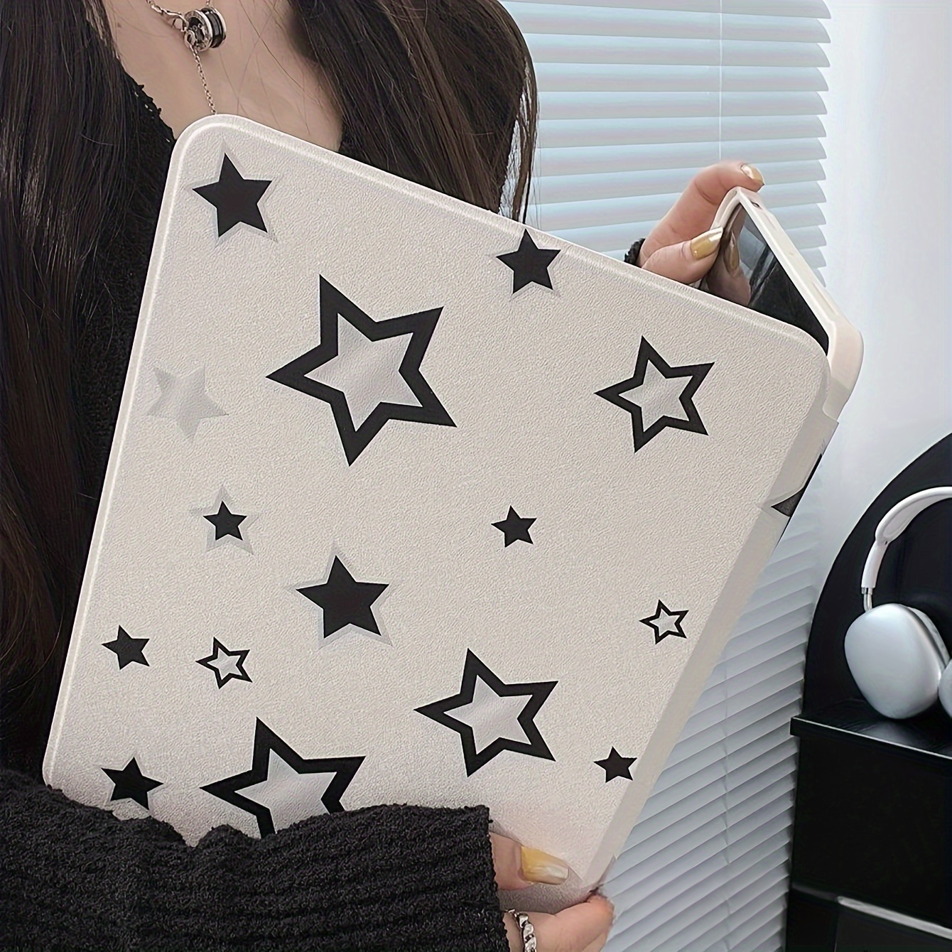 TEMU Étui pour Apple pour iPad Housse de protection avec motif étoile, acrylique, deux-en-un, triple, support rotatif à , convient aux coques