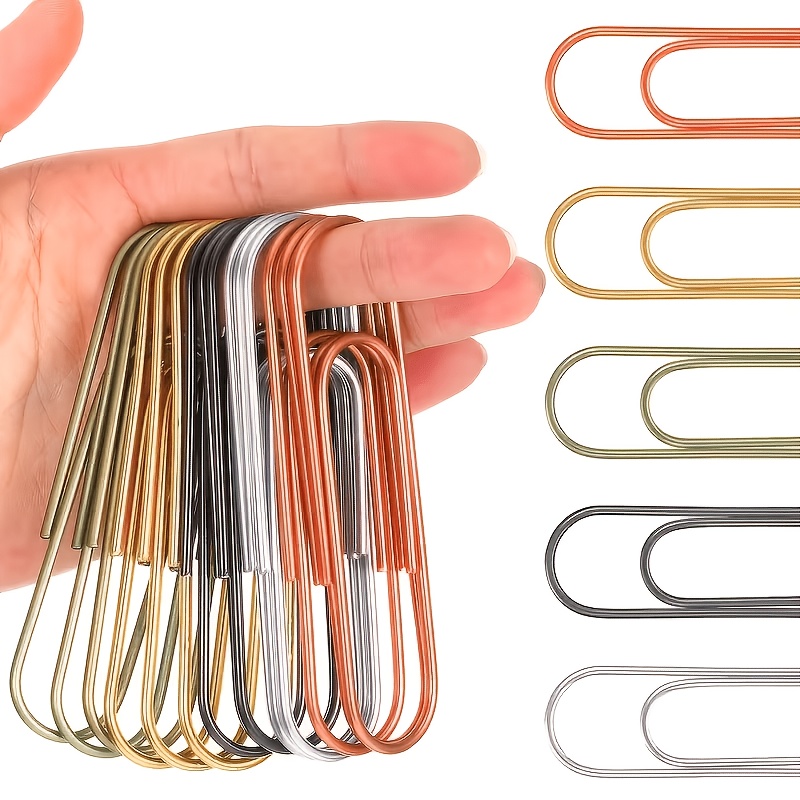 TEMU 24 Large Metal Paper Clips - Heavy-duty Glossy-coated Giant Paper Clips, - Extra-large Binder Clips, Suitable For Organizing