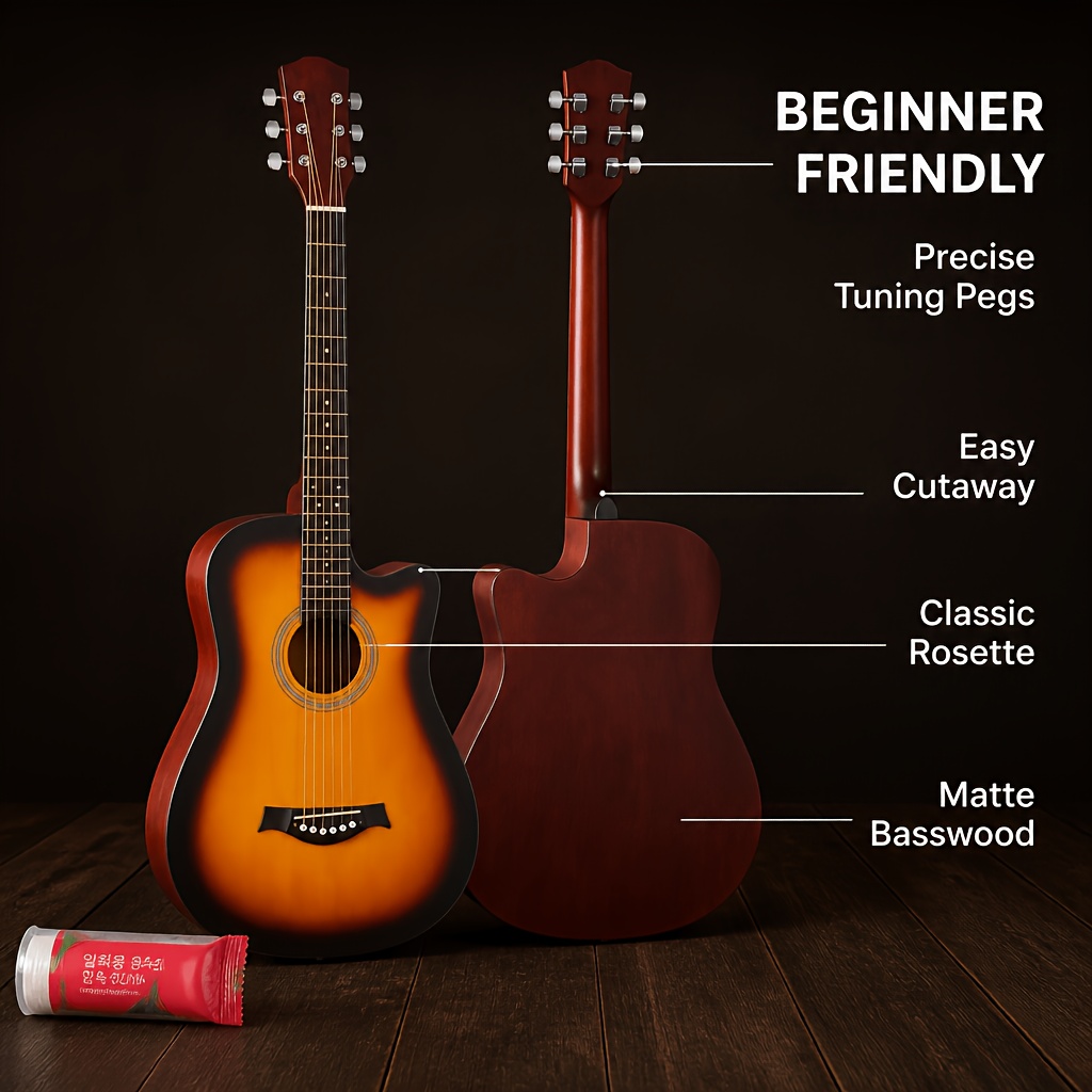 38 Inch Basswood Acoustic Guitar, Portable Size for Easy Carrying,... product image 4