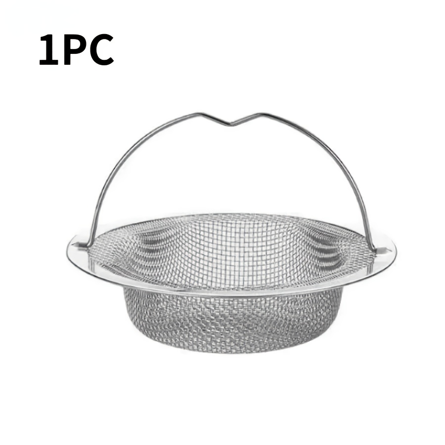 TEMU 1pc Stainless Steel Kitchen Sink Drain Strainer With Lift Handle, Fine Mesh Anti-clog Sink Filter Basket For Kitchen Sink Drain, Catch Food
