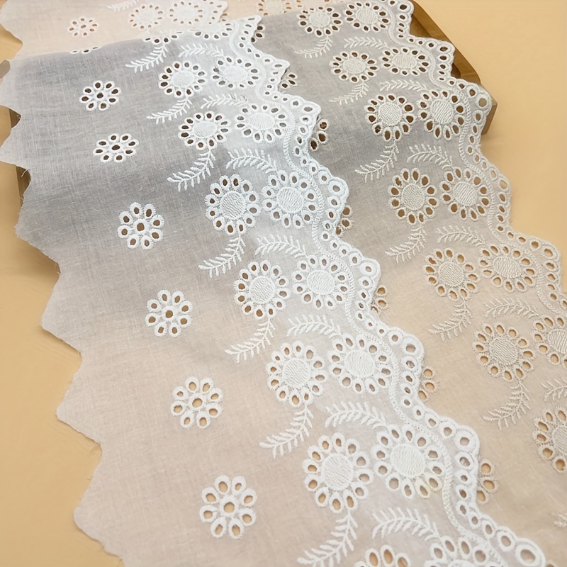 

Cotton Eyelet Lace Trim, Beige Apricot, 1 Yard, 13cm Width, Embroidered Scalloped Edge For Diy Crafts And Sewing Decorations