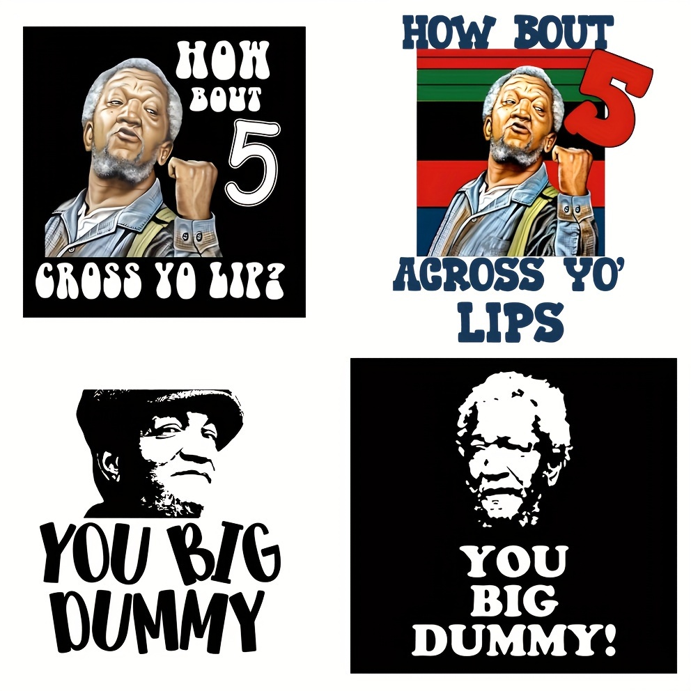 

4-pack Classic Tv Show Catchphrases Iron-on Transfers, Multicolor Polyurethane Heat Transfer Patches For Diy Clothing, T-shirts, Jeans, Backpacks - Nostalgic Quotes Fabric Decals