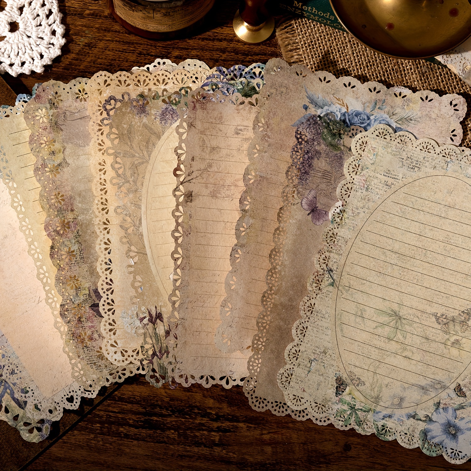 

Vintage Floral Lace Stationery Paper - 10 Pack Decorative For Wedding, Birthday, Anniversary, Graduation, Holidays - Diy Craft Paper For Scrapbooking And Journaling, 14+ Age Group