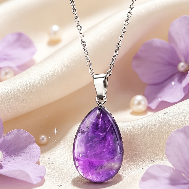 TEMU Colgante de de natural con cadena, joyería de cristal unisex para hacer tú mismo y dije para collar, regalo de San Valentín, diseño elegante de