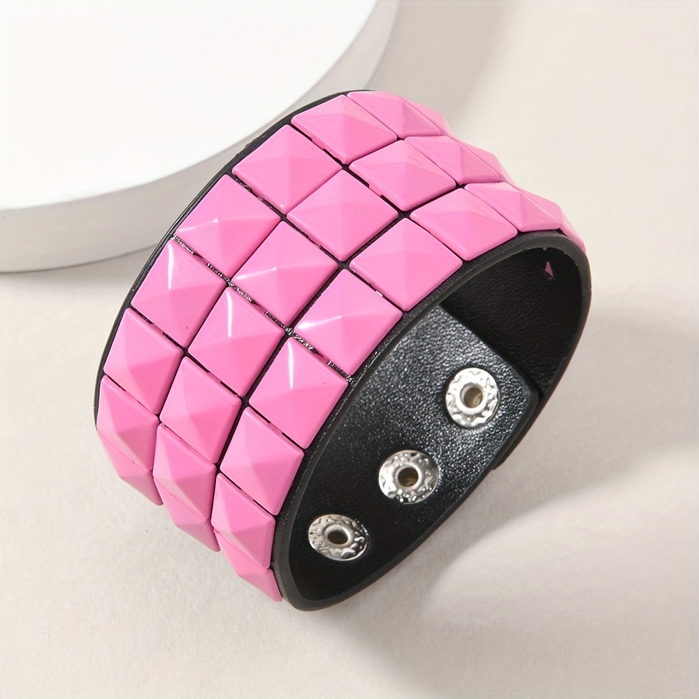 PU Fashion Bracelet with Multicolor Square Buckle, Unisex