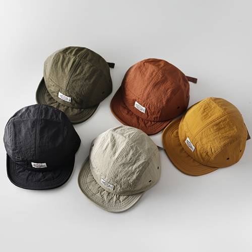 varebillede 1 x forår/sommer unisex japansk vintage vævet mærke hurtigtørrende fem-panel kasket, justerbar baseballhat til daglige udflugter, moderigtig og trendy