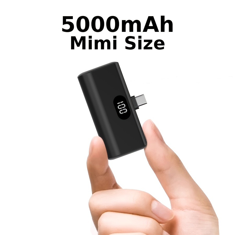 TEMU Flyarrow 1pc/2pcs 5000mah Bank For Iphone 15/16/17 Series, Usb-c Portable Charger With Foldable Type-c Plug, Led Battery Display, 10w Compact