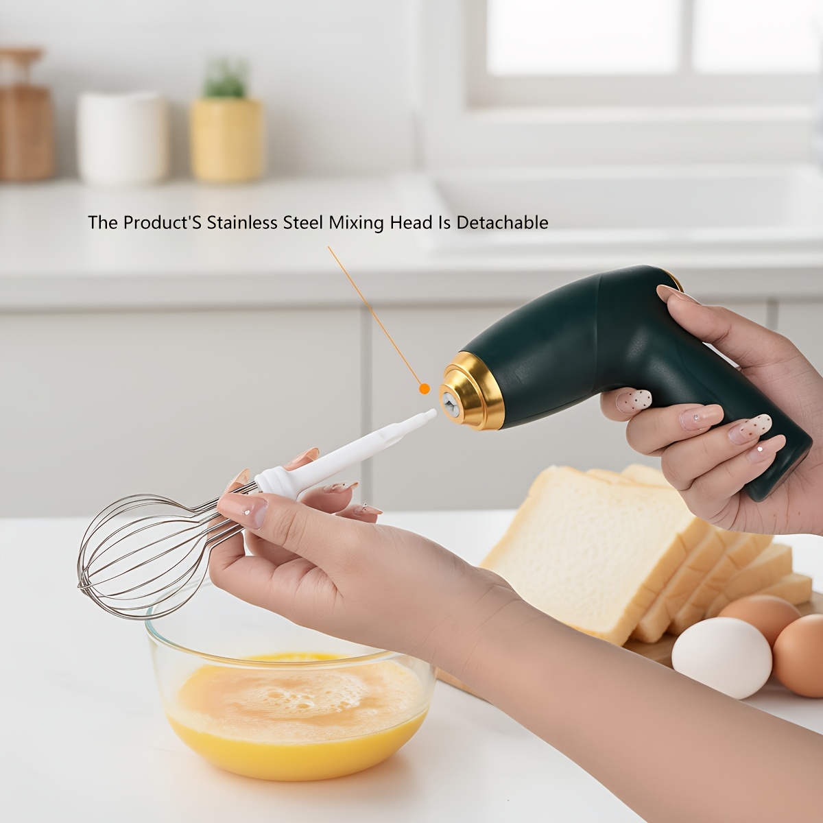 Batidora de Mano Eléctrica USB con 2 Cabezales - 3 Velocidades, Recargable, Ligera y Compacta para Hornear, Batir Huevos, Crema, Batidos - Ideal para Hogar, Decoración de Pasteles (USB)