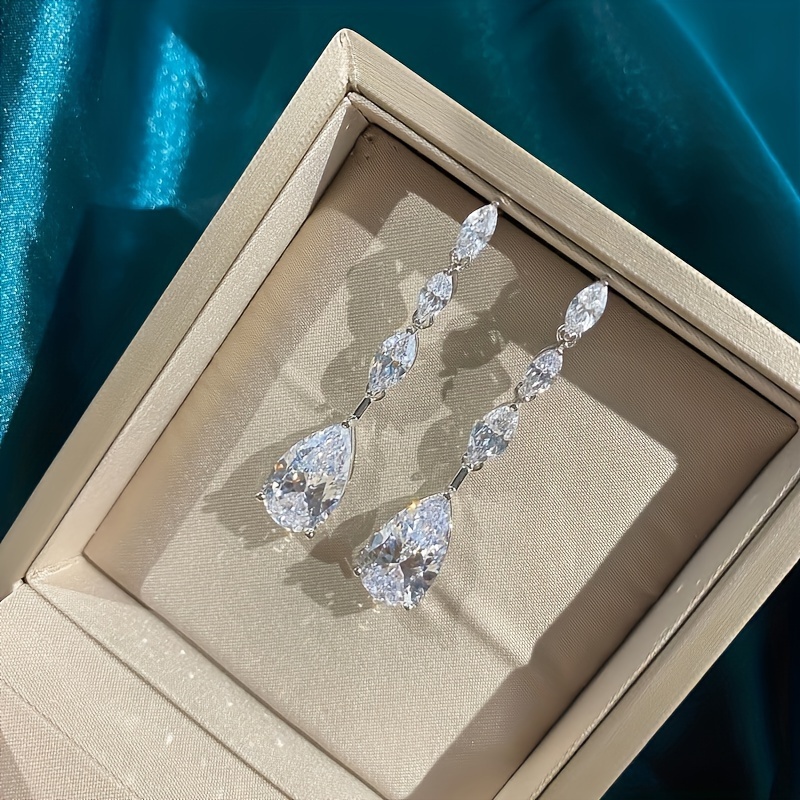 Water Drop Zirconia Pendant Earrings for Wedding Party