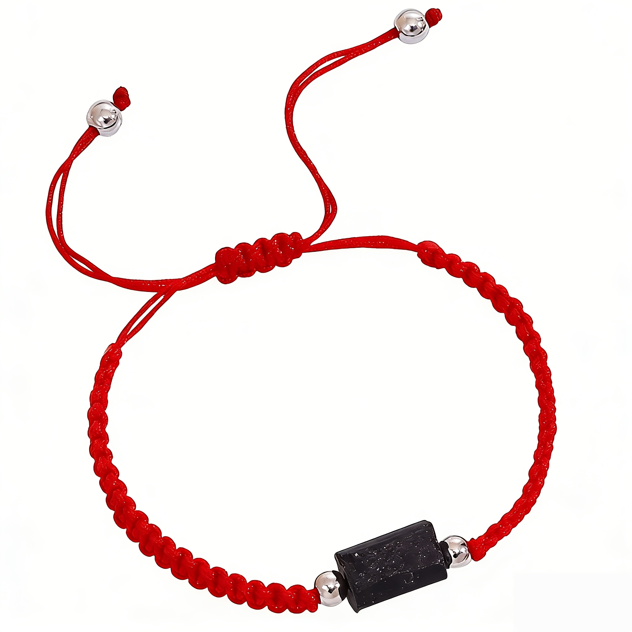 TEMU Pulsera de 1 pieza de piedra natural negra para mujeres y hombres, pulsera trenzada a ajustable, joyería de cristales para meditación y