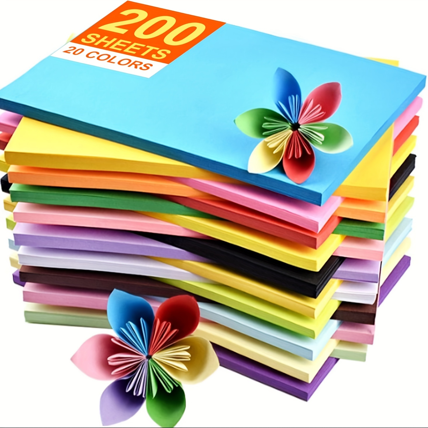 

Firstop A4 Craft Paper - 100/200 Sheets, 20 Vibrant Colors, 8"x12", Premium Quality, Smooth & Easy Fold For Origami, Diy Projects, Greeting Cards & More