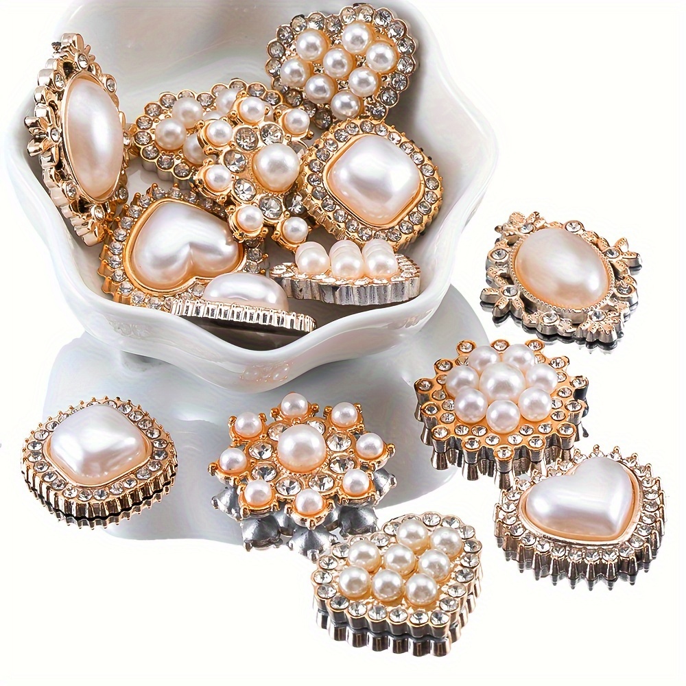 

20pcs Fashionable Imitation Pearl & Rhinestone Embellishments - Acrylic Patches For Diy Bows, Headwear, Apparel & Accessories