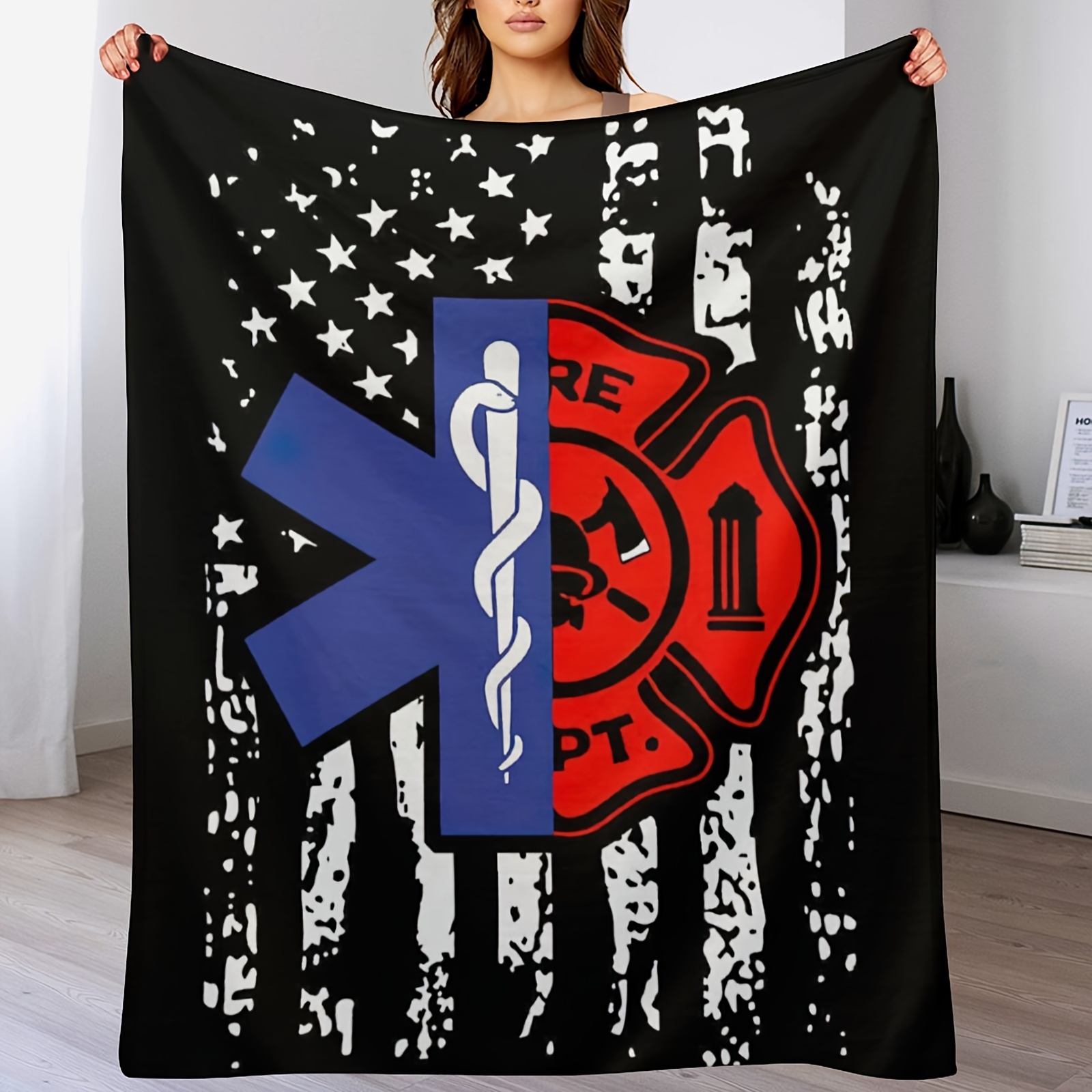 

Firefighter Throw Blankets Birthday Gift Idea For Men Dad Husband Son Friend - Practitioner Fireman Firewoman Blanket For First In Last Out Responder