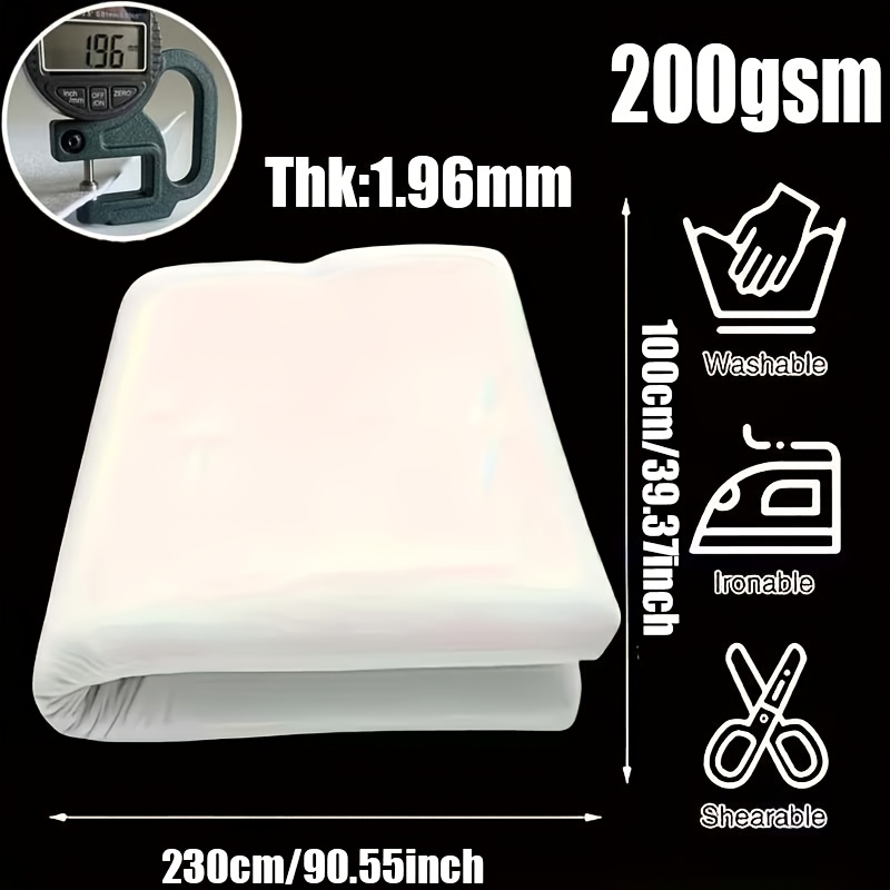 TEMU 230cm X 100cm, 1pc Extra-large Single-sided Iron-on Fusible Interfacing With Non-woven Backing, Quilting – Ideal For Home Decoration, Compatible