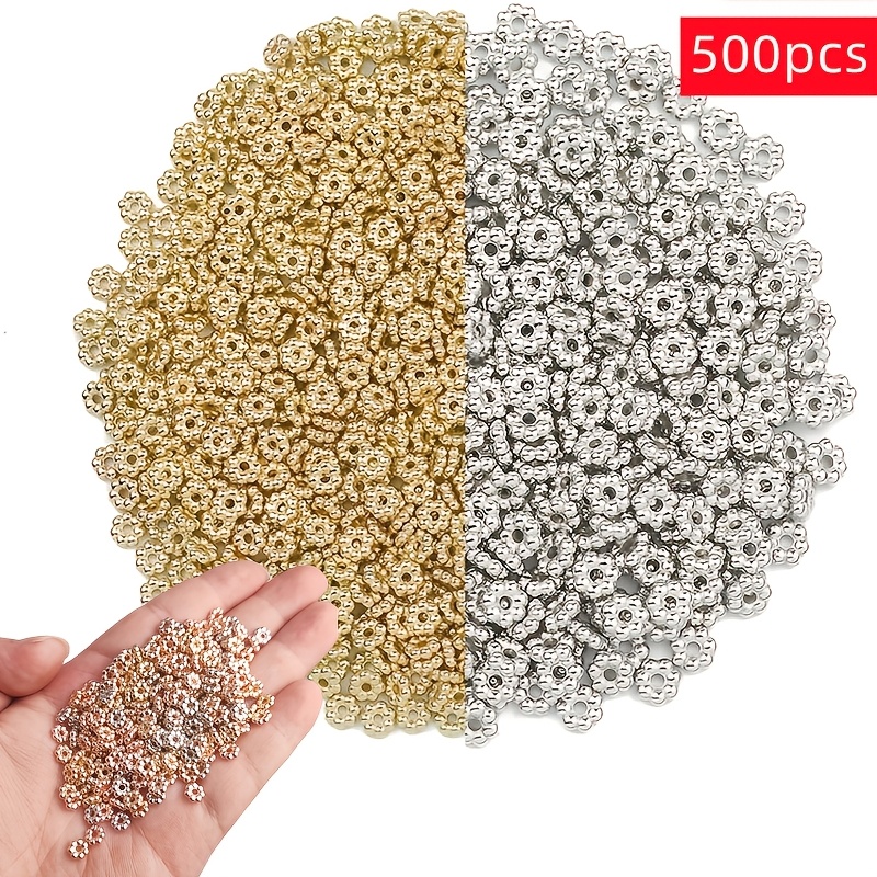 TEMU 500 pz Perline Acriliche a Forma di di , Miste Dorate e Argentate, Adatte per Realizzare Bracciali, Collane, Anelli, Perline Distanziatrici,