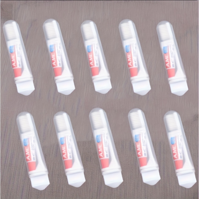 10pcs Portable Folding Toothbrush Set with Toothpaste, Soft Bristles