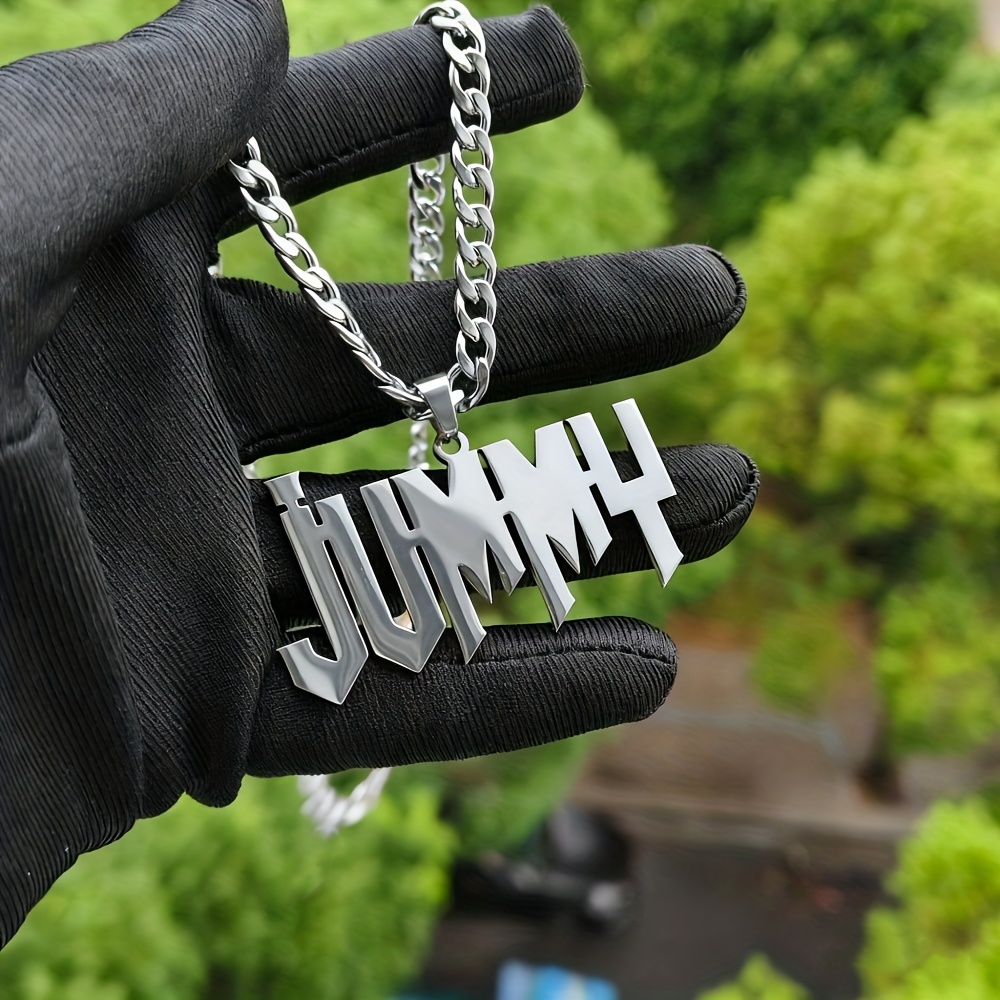 E-shop Personalisierte 4mm Kubanische Kette mit fettgedrucktem Namen, personalisierte Hip-Hop-Rock-Halskette, schwarze modische
