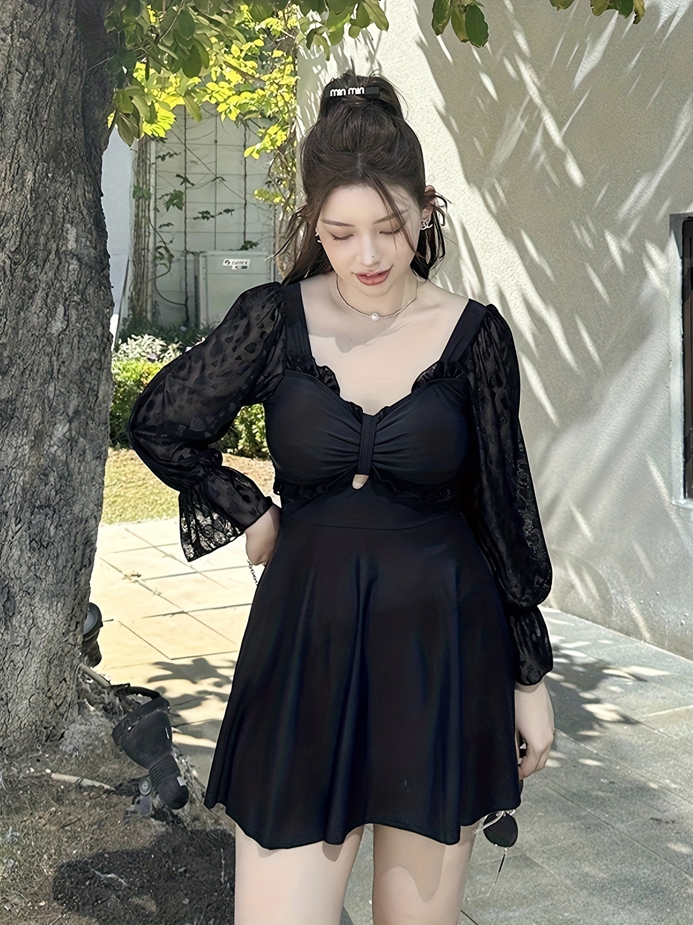 long sleeve wedding dress top Cape Sleeves V-Neck Illusion Lace A-Line Wedding Dress